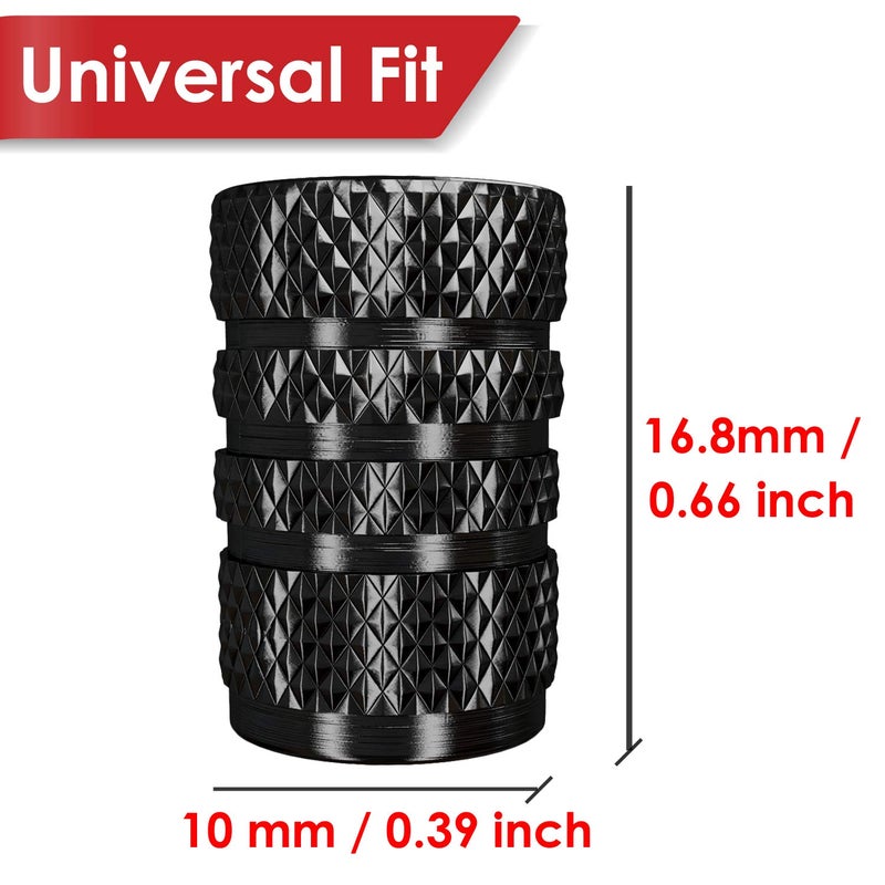 SAMIKIVA (12 Pack) Aluminum Tire Valve Stem Caps, Metal with Rubber Ring, Dust Proof Cover Universal fit for Cars, SUVs, Bike and Bicycle, Trucks, Motorcycles Metal (Black (12 Pack)) - Image 4